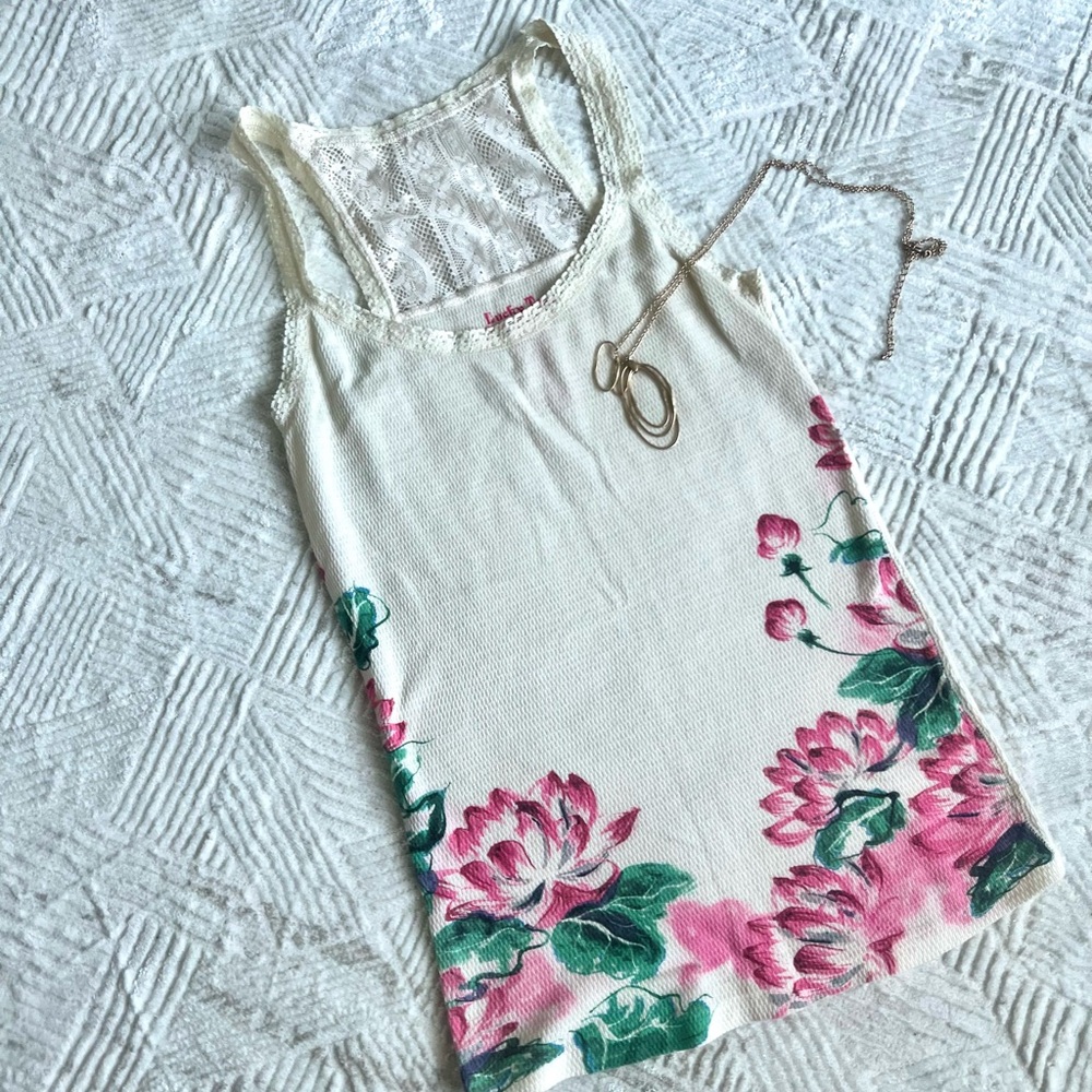Lucky Brand Cream Floral Tank Top - Picture 3 of 5